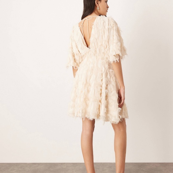 ASOS edition textured cinch waist mini dress size 6 - Picture 3 of 4